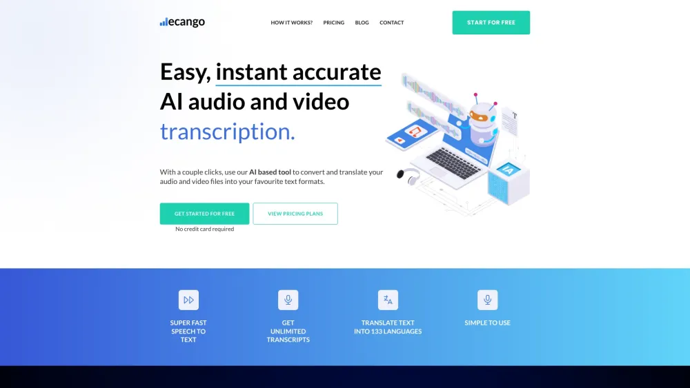 Ecango: Advanced AI Audio & Video Transcription Tool Key Features