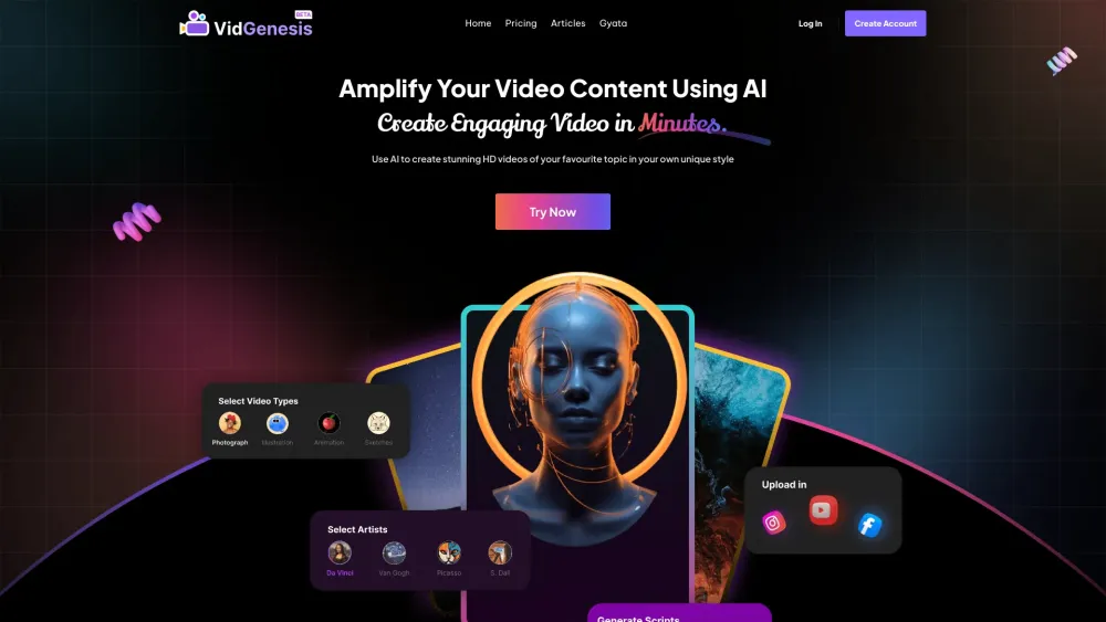 VidGenesis: Transform Ideas to Captivating Videos in 1 Click using AI : Create Stunning Videos Quickly