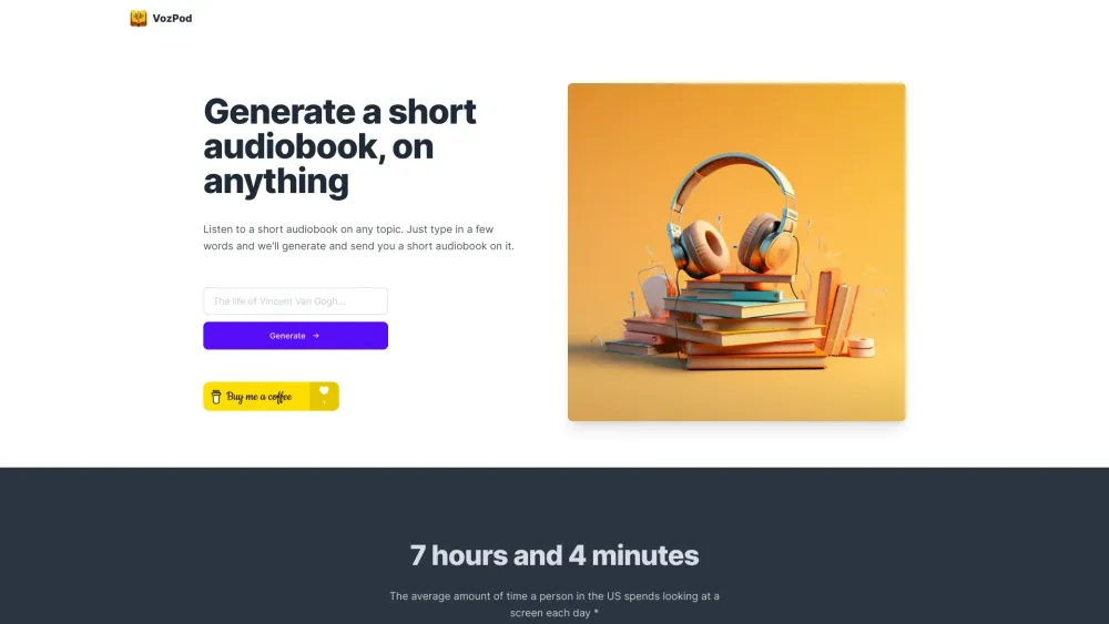 VozPod: Generate Short Audiobooks on Any Topic Effortlessly