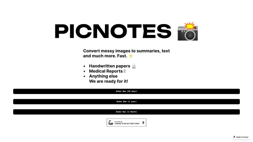 PicNotes: Converting Images to Text, Summaries and More : Easy Conversion