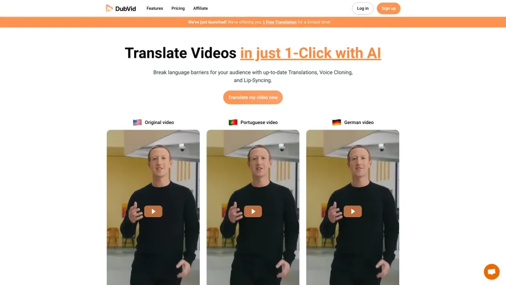 DubVid: One-Click Video Translation in Any Language