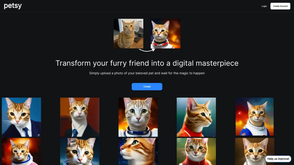 Petsy.AI : Convert Pet Photos into Stunning Portrait Masterpieces