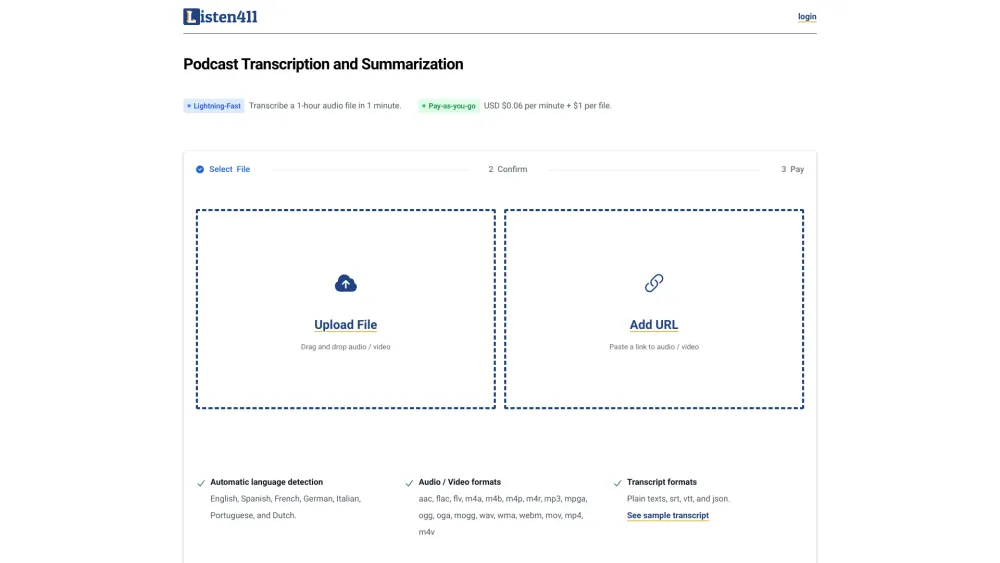 Listen411: Quick Podcast Transcription & Summarization