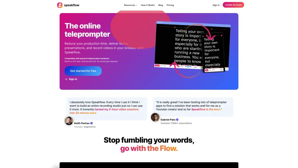 Speakflow: Online Teleprompter, Script Writing & Team Collaboration Tool