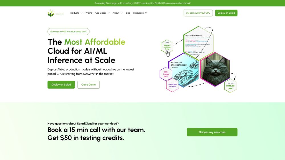 Salad - GPU Cloud: 10k+ GPUs for AI/ML Models, Save 90% on Cloud Bills