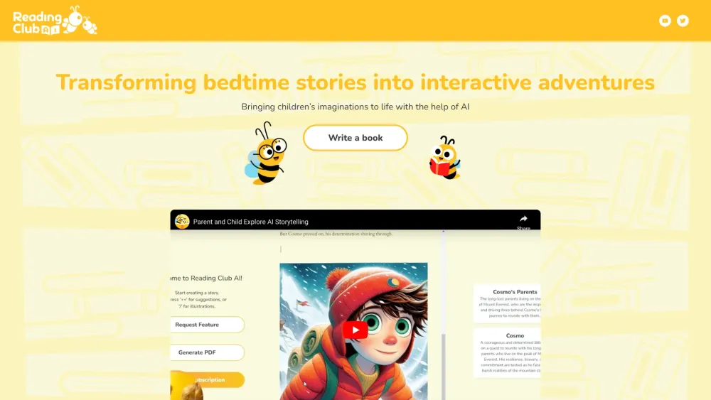 ReadingClub.AI: AI-Assisted Writing, Illustrating & Sharing Kids' Books