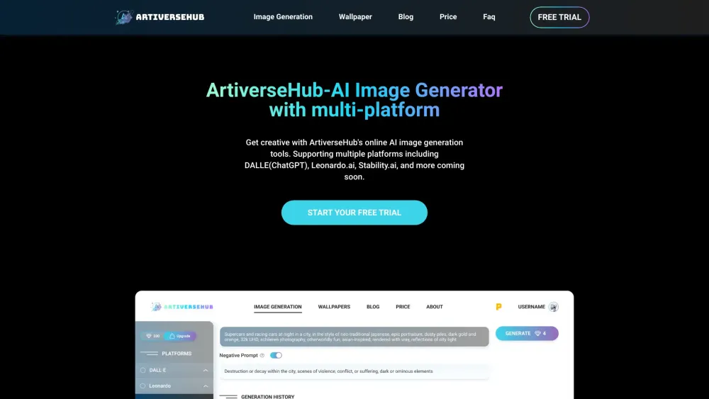 ArtiverseHub.AI: AI Image Generator with DALLE, Leonardo, Stability