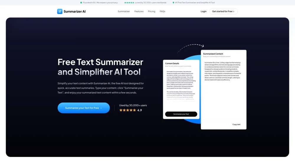 Summarizer-AI: Free, Rapid AI Tool for Summarizing Text in Seconds