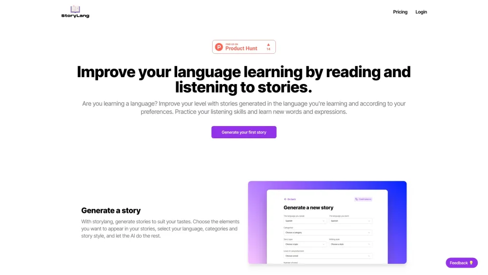 StoryLang: Language Learning with Story Generation & Audio Transcription