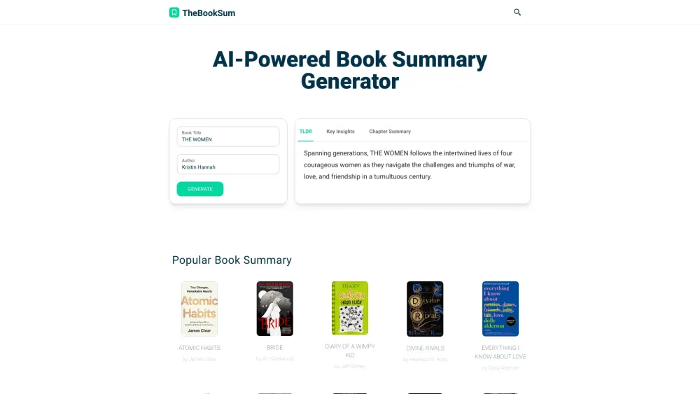 TheBookSum : AI-Powered, Quick & Free Book Summary Generator