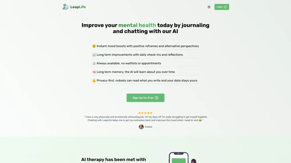 LeapLife Journal: AI-Powered Mental Health & Personal Growth Tool