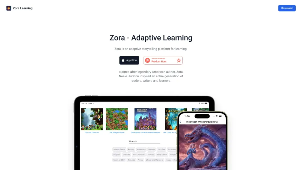 Zora - Adaptive Learning: Enriched Reading & Storytelling Platform