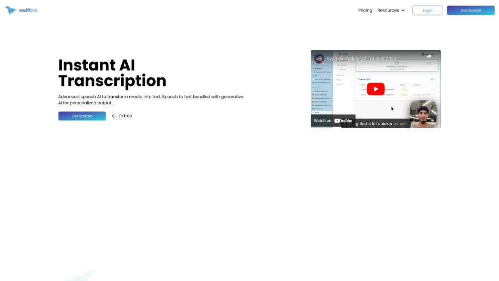 Swiftink: AI Converting Audio & Video Content into Precise Text