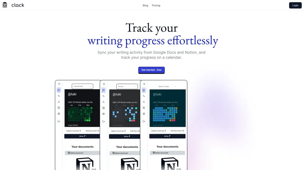 Clack: Track Writing Progress from Notion & Google Docs Efficiently