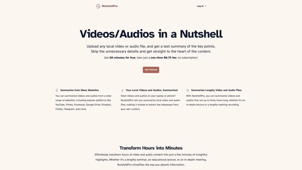 NutshellPro: Summarize Video & Audio from Web Links and File Uploads