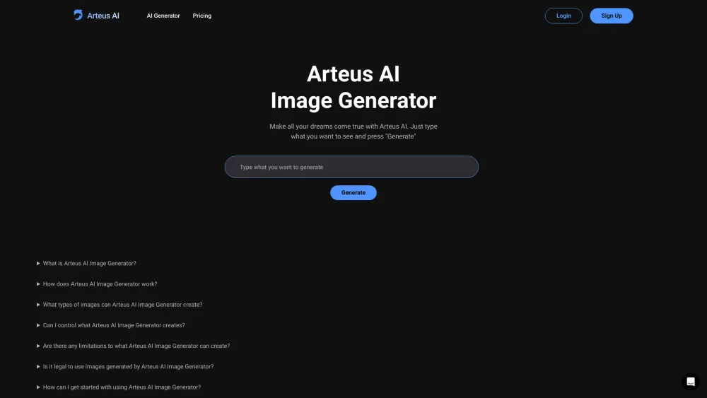 Arteus AI Image Generator: Creates Vivid Images from Text Prompts