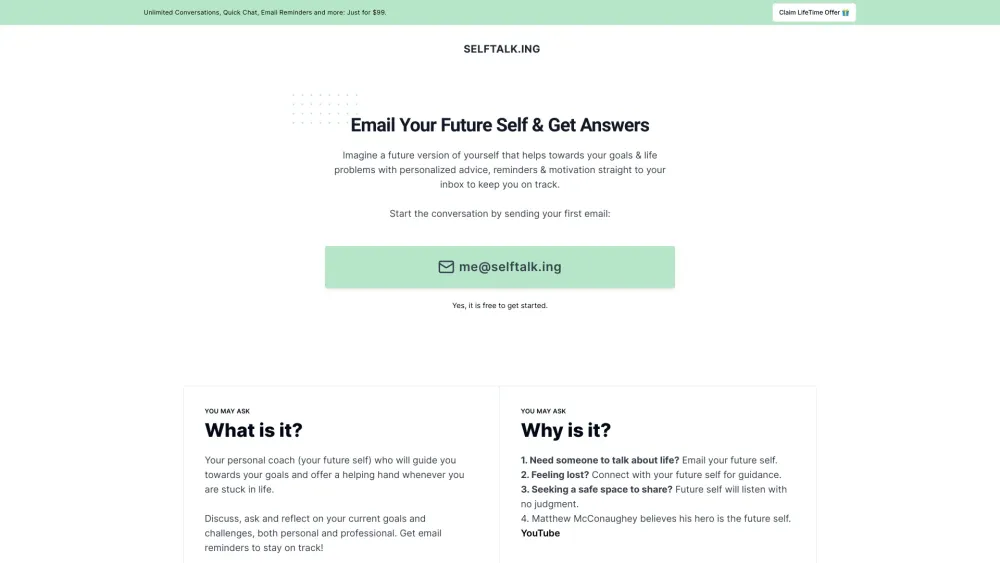 SelfTalk.ing : Email Your Future Self & Get Insightful Answers