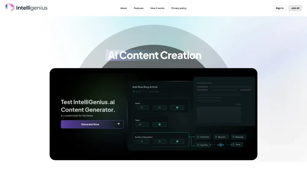 IntelliGenius AI : Comprehensive AI Platform for Generating AI Content