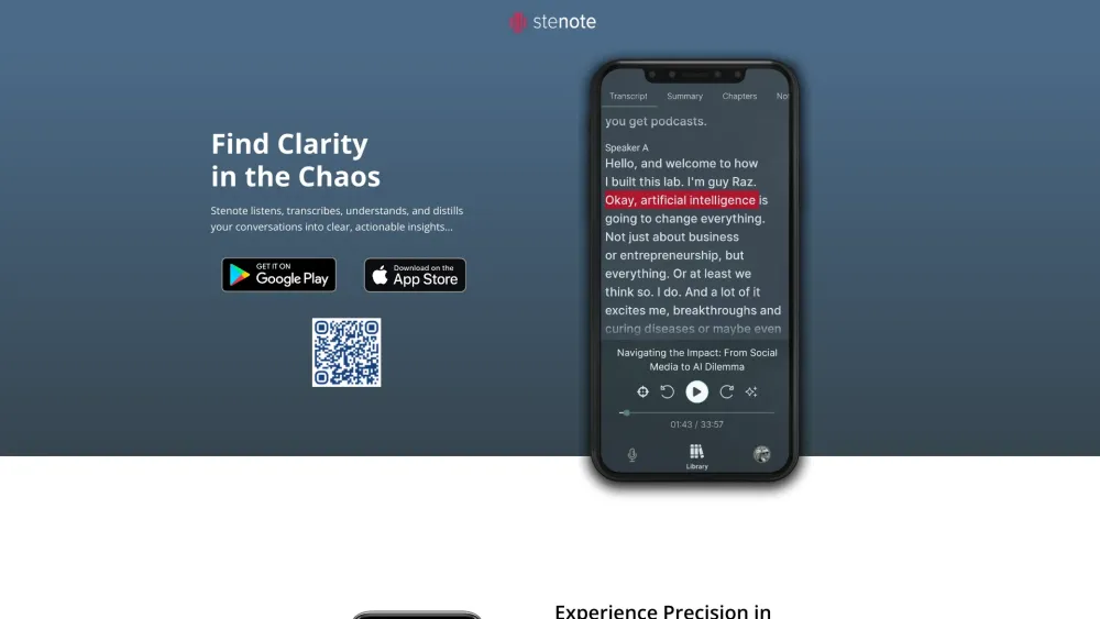 Stenote: AI Transcribing Tool - Clear, Actionable Insights and Summaries