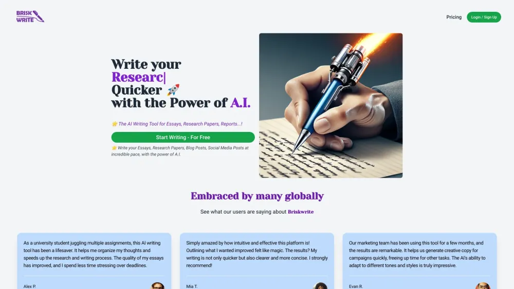 Brisk Write: AI Essay, Paper, Article Writing Tool