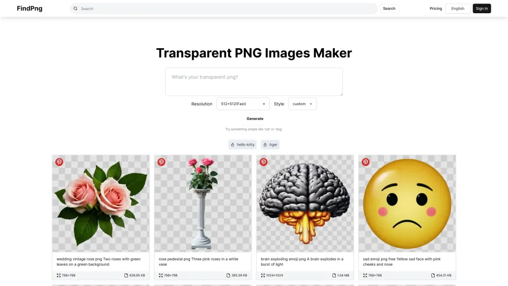 FindPng: AI-Powered Website for Generating Transparent Images Effortlessly