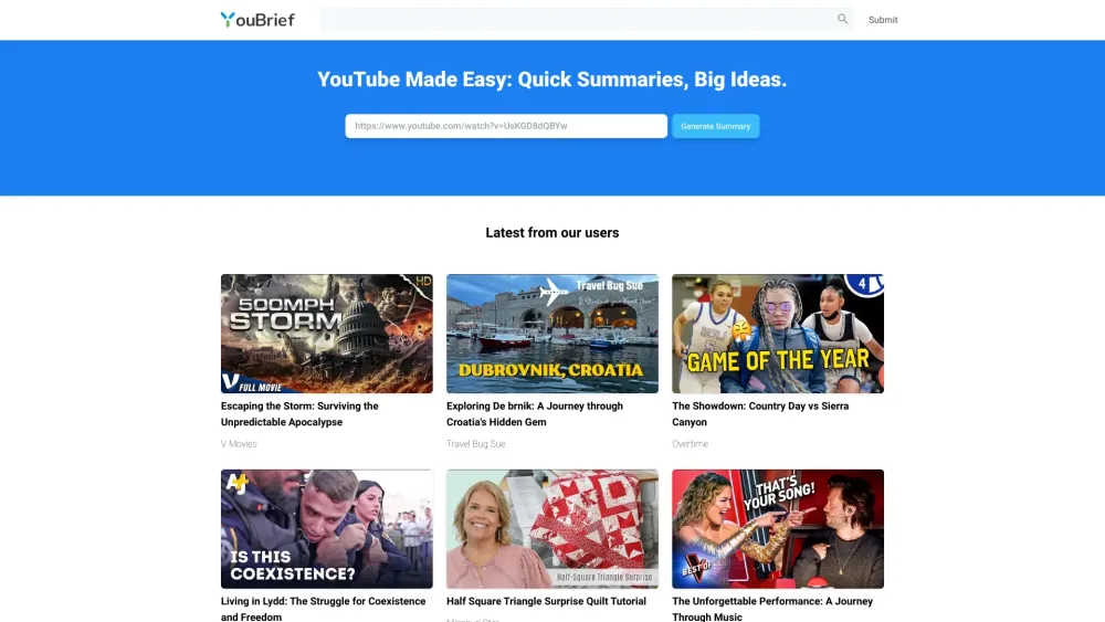 YouBrief: Simplified YouTube with Quick Summaries, Big Ideas