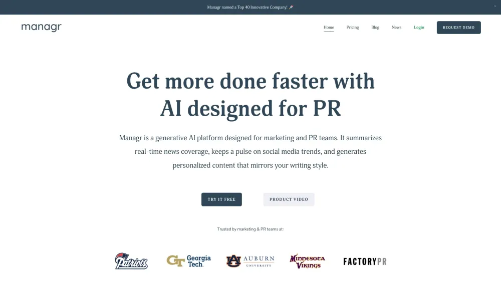 Managr: AI PR Tool for News Summaries, Writing & Journalist Outreach