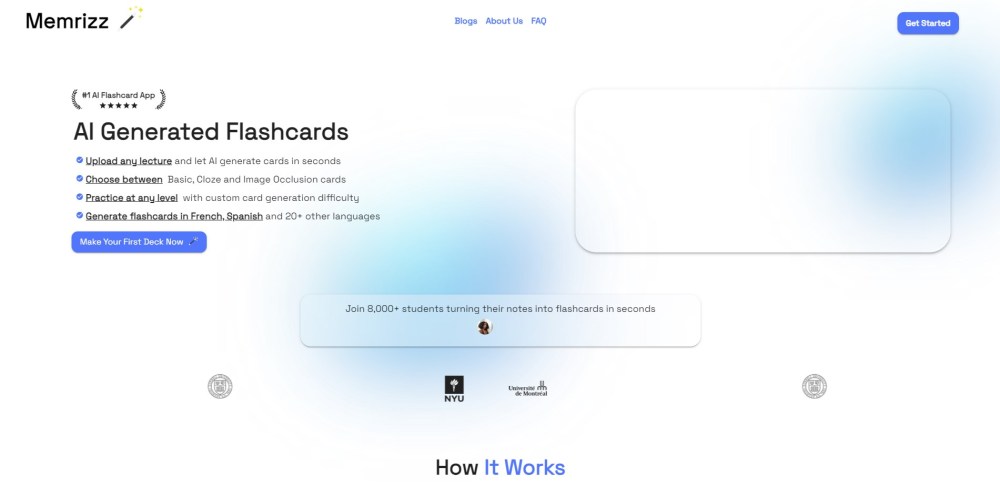 Memrizz: AI Flashcard Generator - Fast, Reliable Learning Aid