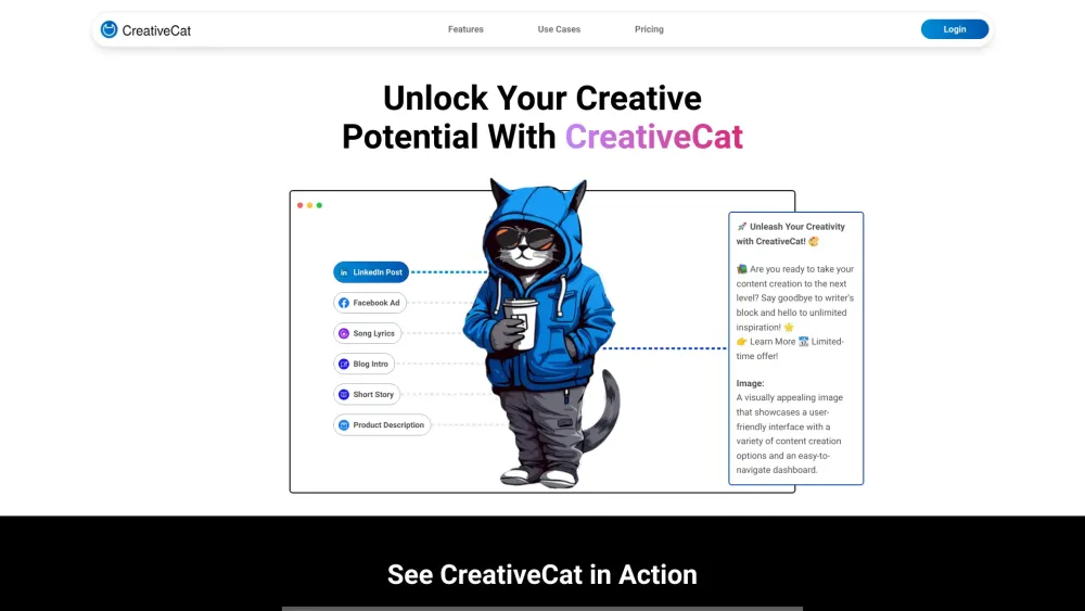 CreativeCat : AI-Powered Companion for Effortless Content Creation