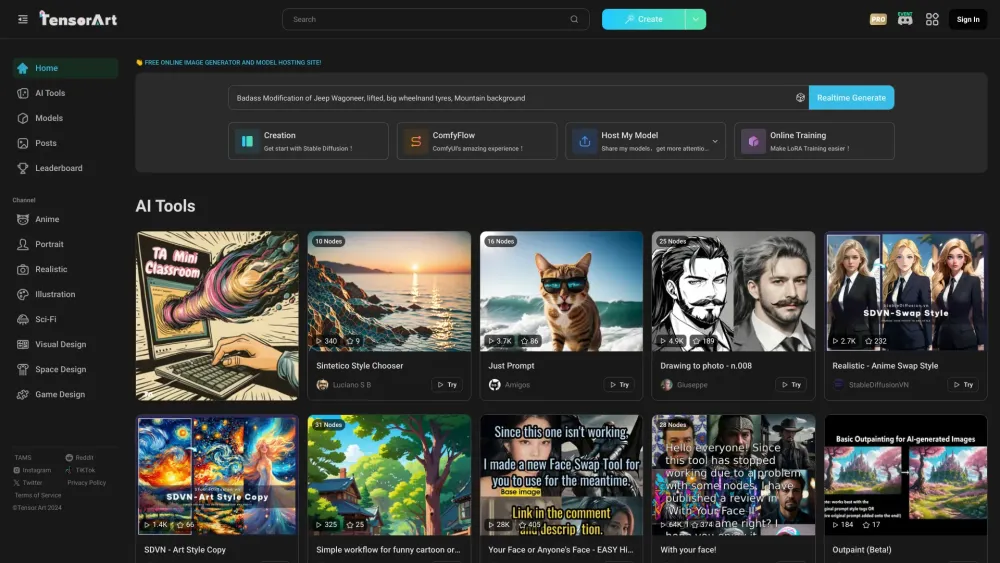 Tensor.Art: Free Image Generator & Model Hosting Site - Online Tools