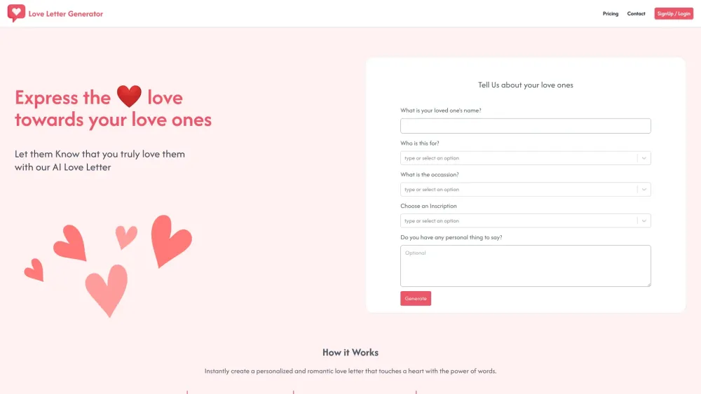 Love Letter Generator: Instant Romantic Messages, Personalized Letters