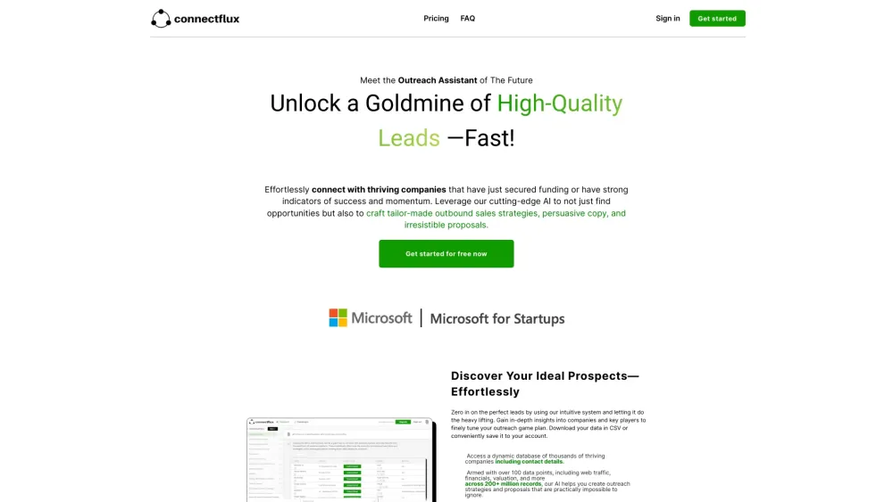 ConnectFlux.ai: AI Outbound Sales Tool, 200M Leads, Email Aid