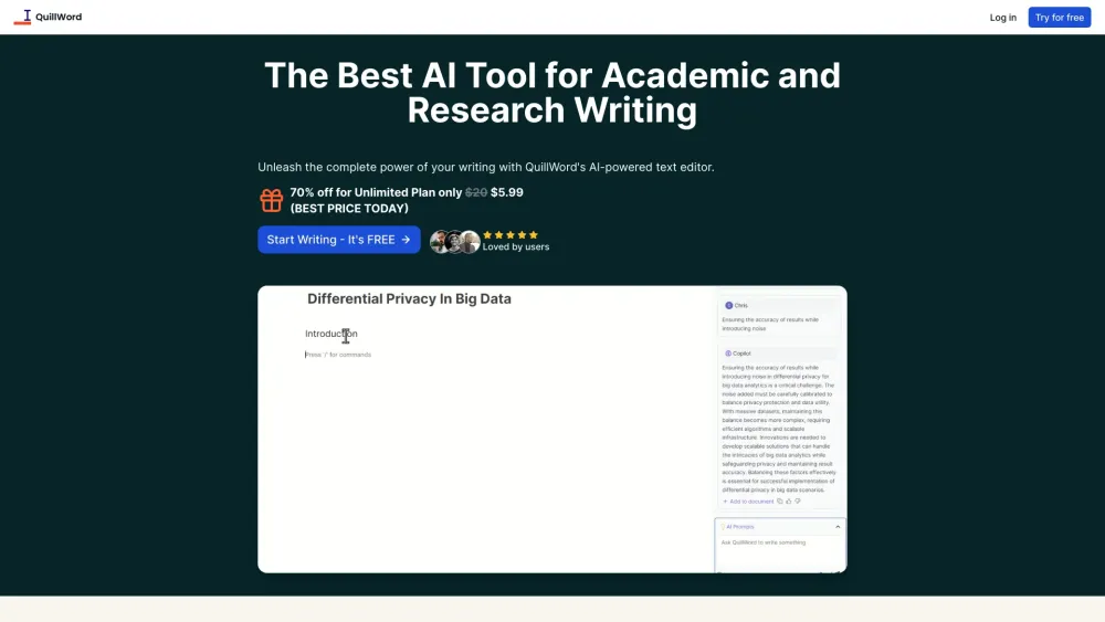 QuillWord: AI-Assisted Writing for Academics & Research