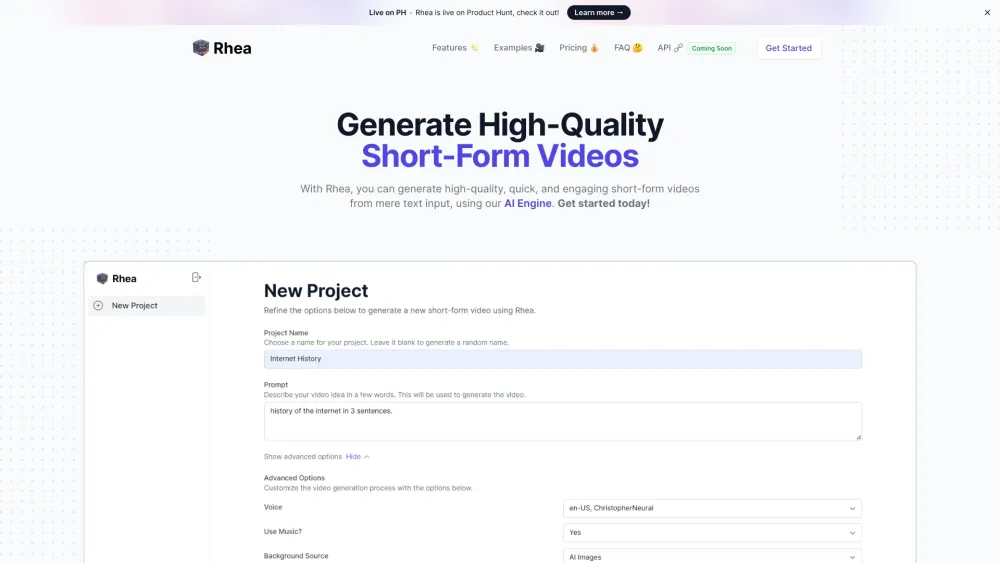 Rhea: AI Platform for Automated TikTok, Reels, and Shorts Creation