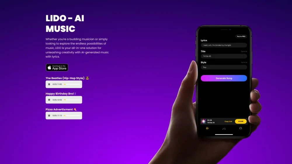 LIDO - AI Music Generator: Custom Songs, Royalty-Free Melodies