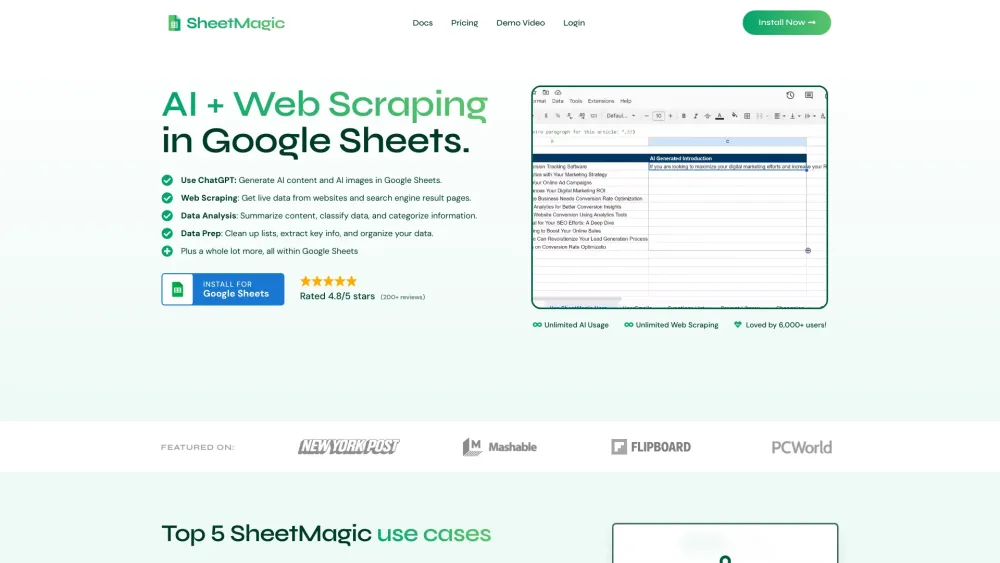 SheetMagic: AI & Web Scraping for Google Sheets - Data Magic