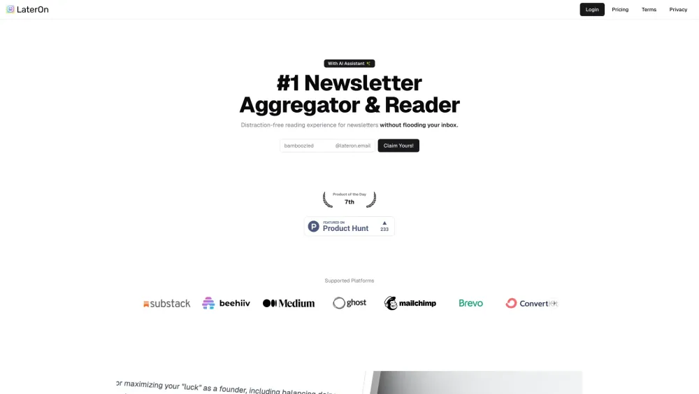 LaterOn: Efficient Newsletter Aggregation and Summarization Tool