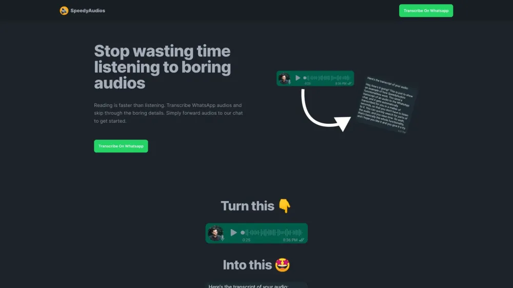 SpeedyAudios: Transcribe Whatsapp Audios to Text in Seconds