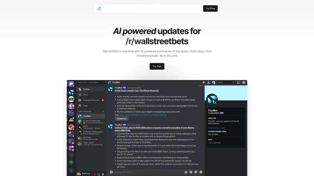 Fluid: AI Stock Summaries from Reddit to Discord DMs