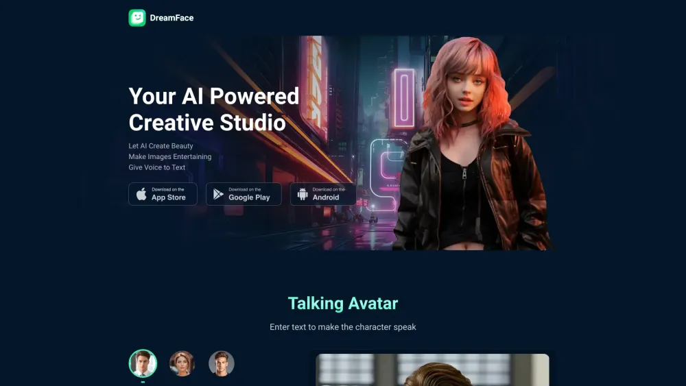 DreamFace: AI for Creators & Entertainment - Enhance Your Content