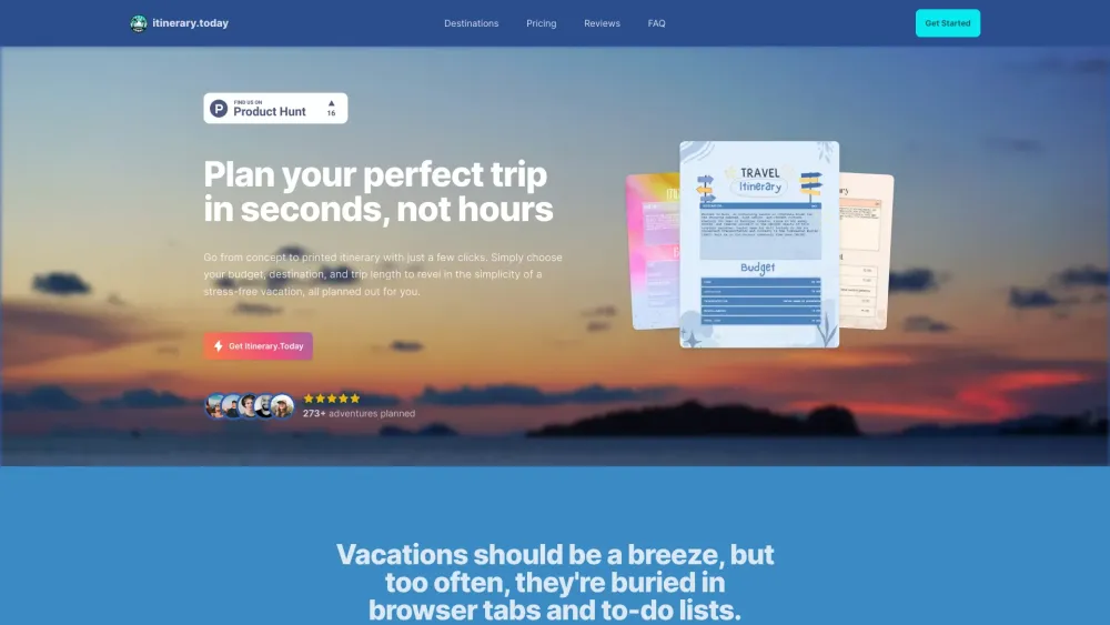 Itinerary.today: AI-Driven Customized Travel Itinerary Builder - Personalized