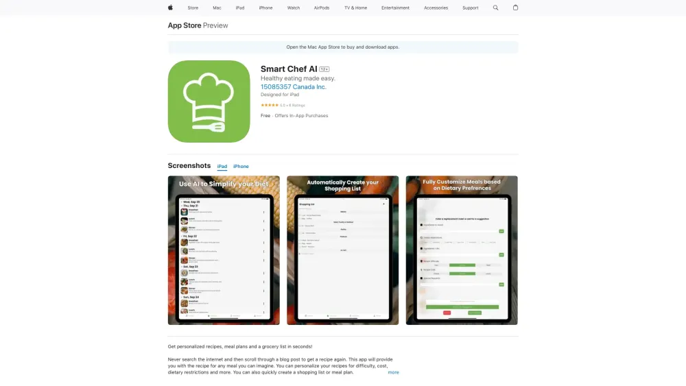 Smart Chef AI: AI Recipe Generator, Meal Planner & Shopping List Features