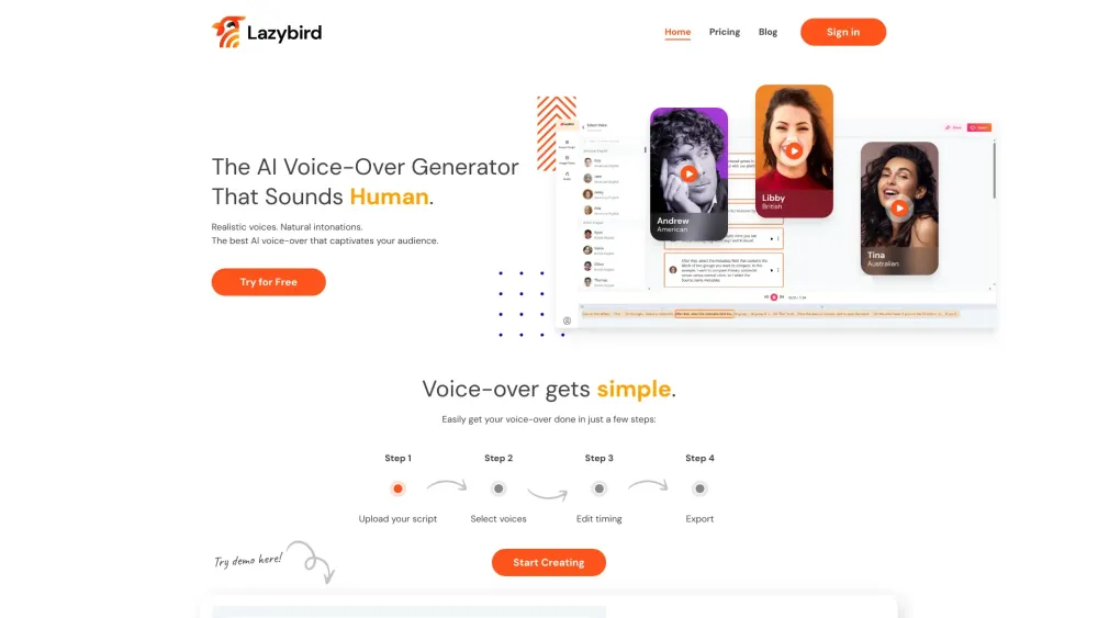 LazyBird AI Studio: Realistic Voices in 100+ Languages