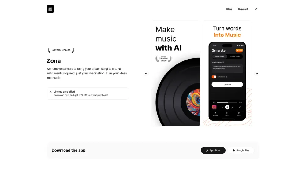 Zona: AI Song Generator : Create Custom, Ready-to-Publish Songs Easily