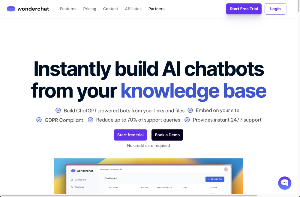 Wonderchat: AI Chatbot Builder, Boosts Response Speed by 100%