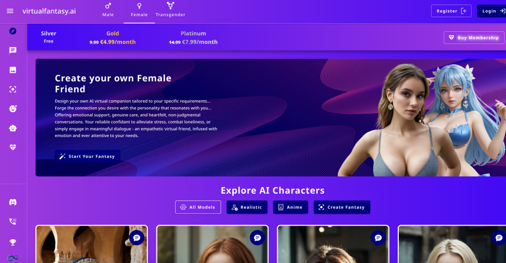 VirtualFantasy.ai: Personalize 24/7 AI Companion - Your Fantasy, Your Rules