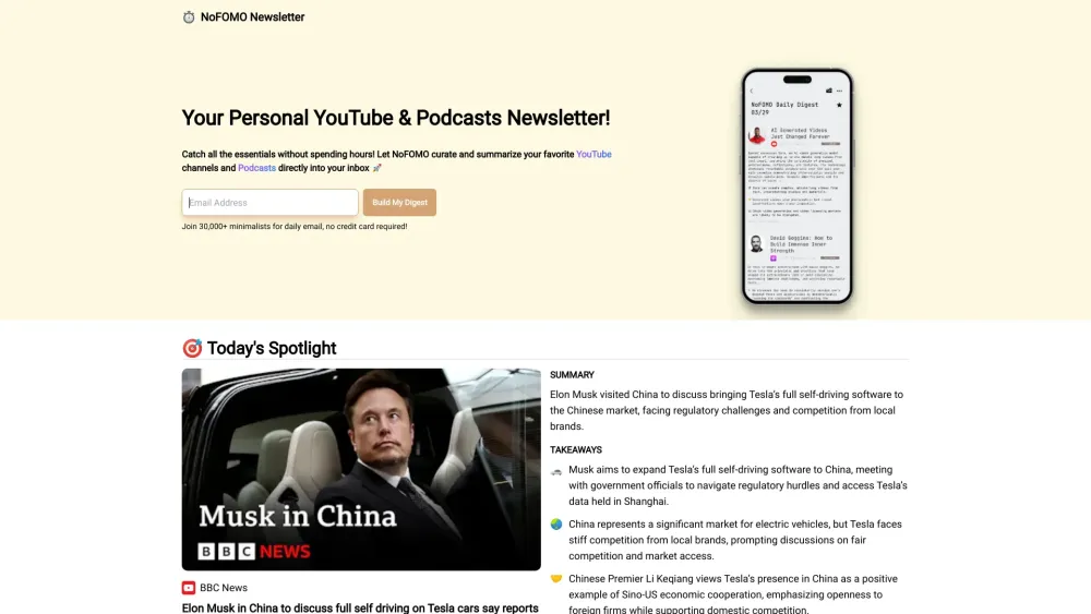 NoFOMO.AI: Personalized Newsletter with YouTube & Podcast Summaries