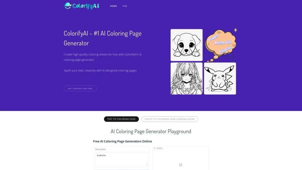 ColorifyAI: Free Create High-Quality Coloring Sheets Online No Login