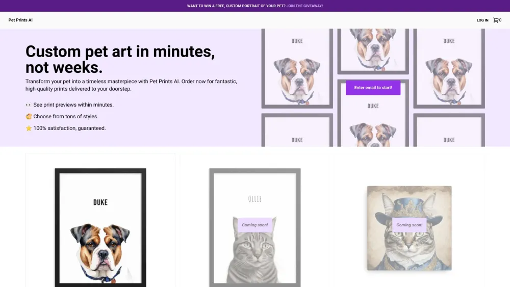 Pet Prints AI: Custom, High-Quality, Fast Delivery, Multiple Styles