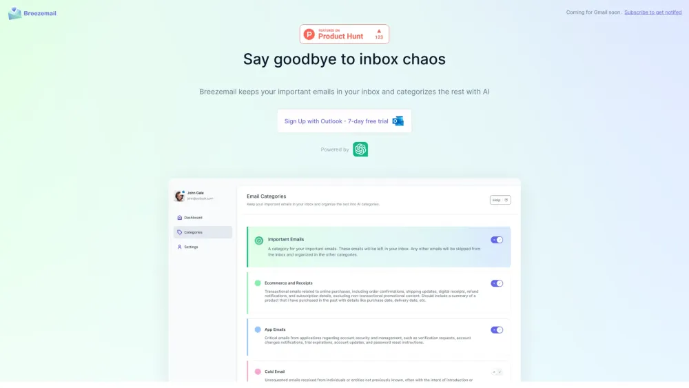 Breezemail: AI Email Organizer for Inbox Efficiency and Smart Categorization